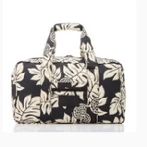 ALOHA Collection Black and Cream Leaf Print Bag
